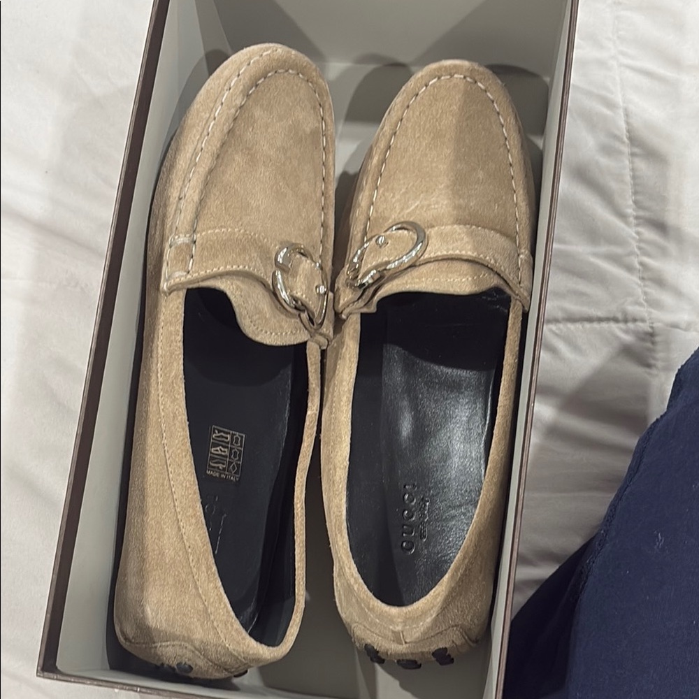 Men's Beige Suede Loafers